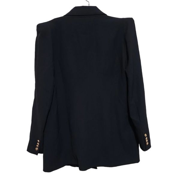 ZARA Black Padded Shoulder Double Breasted Blazer with Gold Buttons Sz XXL - Picture 3 of 12